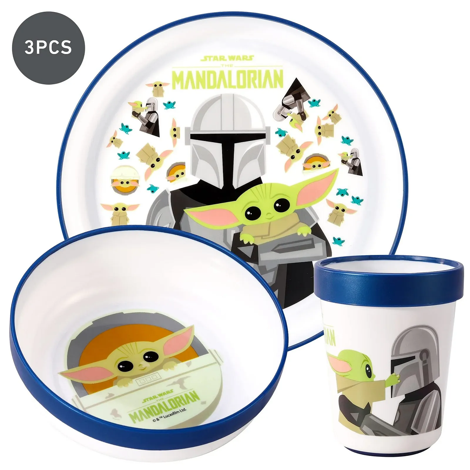 Набор детской посуды Star Wars Mandalorian, 3 предмета: тарелка, миска и чашка, многоразовый, премиум качества, не содержит BPA, фото №6 Набор детской посуды Star Wars Mandalorian, 3 предмета: тарелка, миска и чашка, многоразовый, премиум качества, не содержит BPA, фото №6