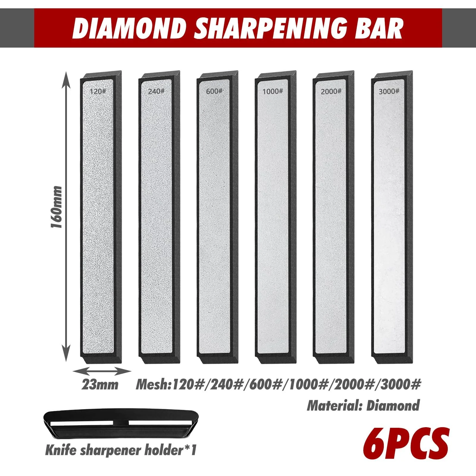 Набір точильних каменів 6 шт. алмазні з регулятором кута 120/240/600/1000/2000/3000 грит, фото №2