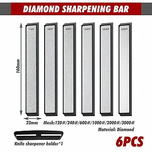 Набір точильних каменів 6 шт. алмазні з регулятором кута 120/240/600/1000/2000/3000 грит synthetic.ua - Фото 1