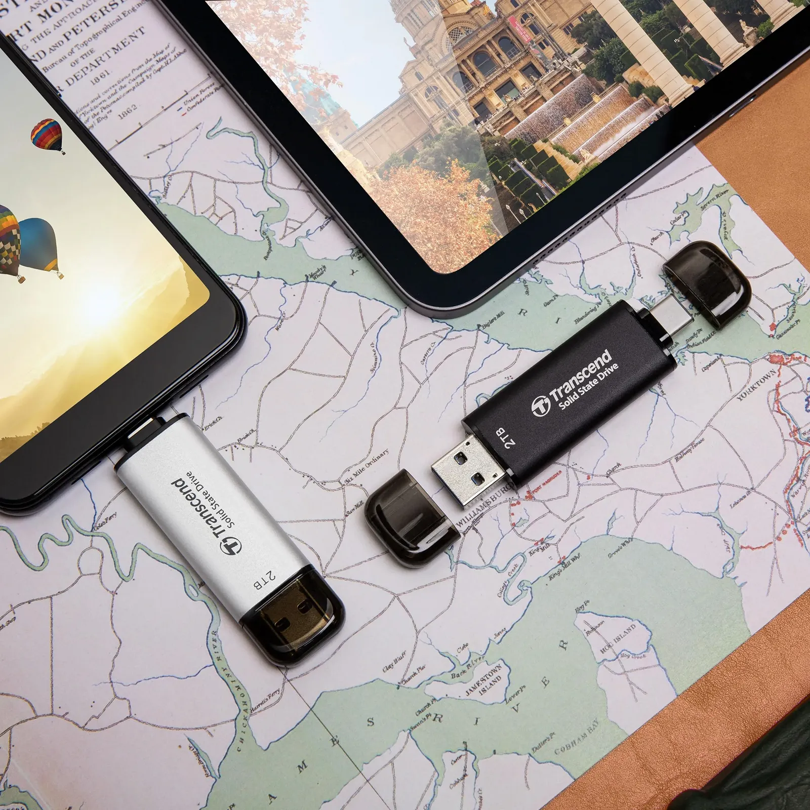 Внешний SSD Transcend ESD310 TS2TESD310C 2 ТБ Dual USB-C/A 1050 МБ/с, фото №4 Внешний SSD Transcend ESD310 TS2TESD310C 2 ТБ Dual USB-C/A 1050 МБ/с, фото №4