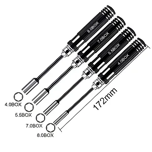 Набор отверток Hex Nut 4.0/5.5/7.0/8.0 мм с четырёхсторонним крестовым ключом, ключом для колес 17 мм, набор инструментов для ремонта RC для квадрокоптеров RC synthetic.ua - Фото 1