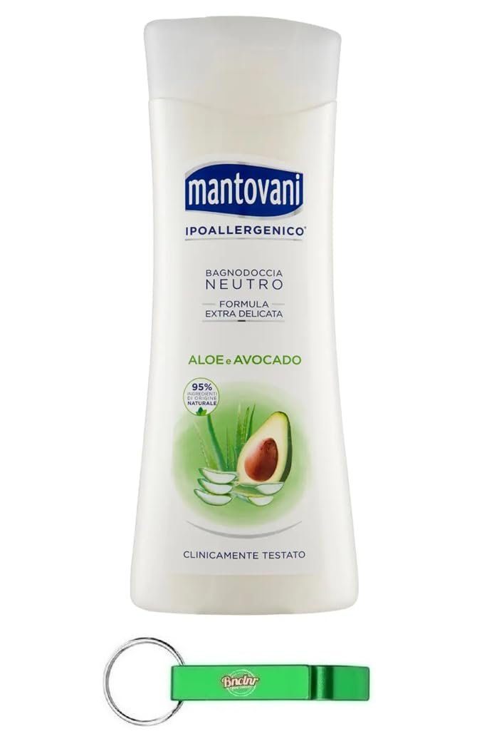 Гель для душу Mantovani Neutro Aloe e Avocado Нейтральний 400 мл - Набір із 8 шт. + брелок, фото №1