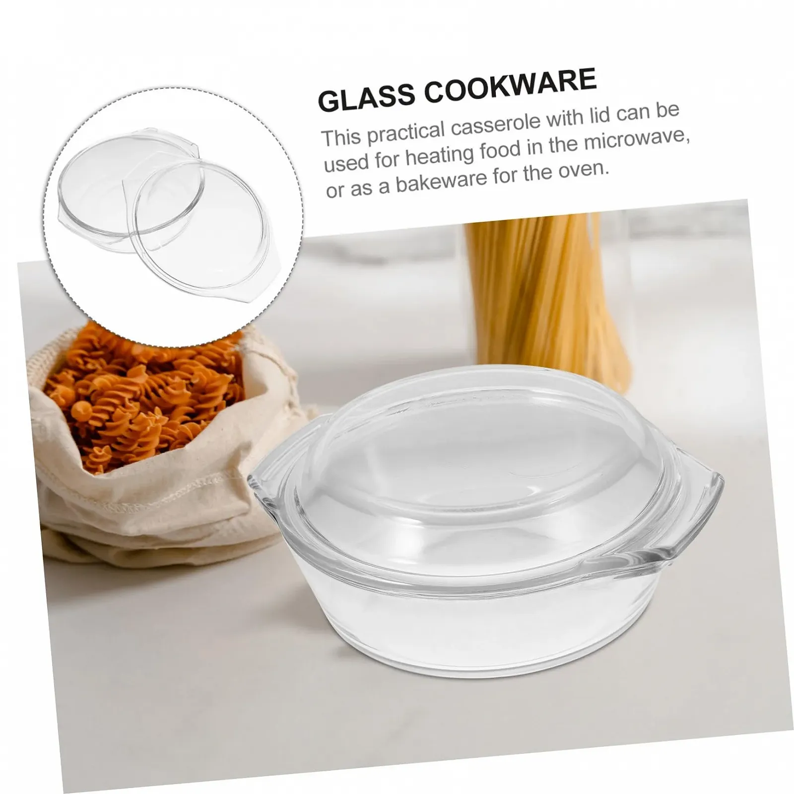 Форма для запікання Sosoport скляна термостійка з кришкою прозора, фото №9