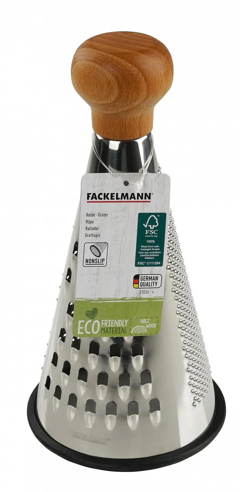 Терка Fackelmann 31036 для сиру та овочів, нержавіюча сталь, дерев'яна ручка, фото №11 Терка Fackelmann 31036 для сиру та овочів, нержавіюча сталь, дерев'яна ручка, фото №11