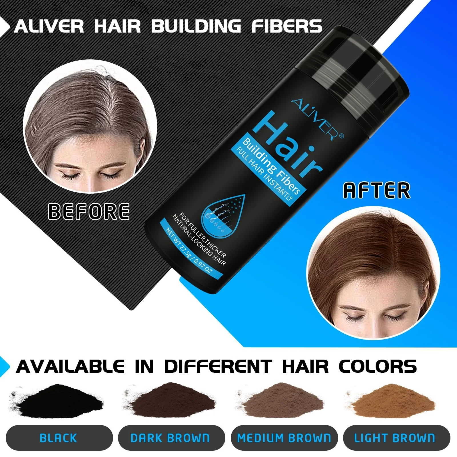 Волокна для волосся, Професійна волокниста пудра для волосся, Темно-коричневий, фото №4