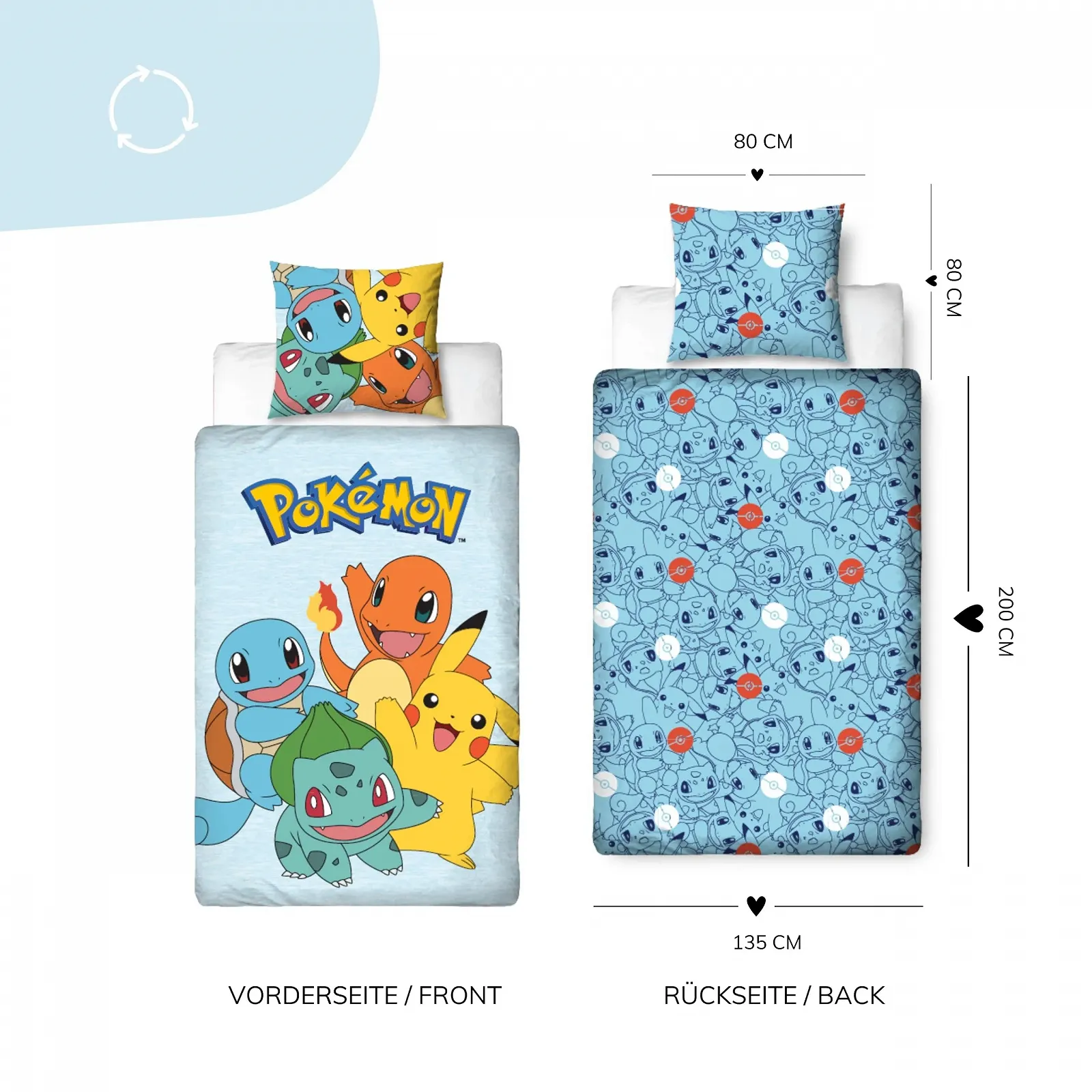 Постільна білизна Pokemon 135 x 200 см - Pikachu, фото №3