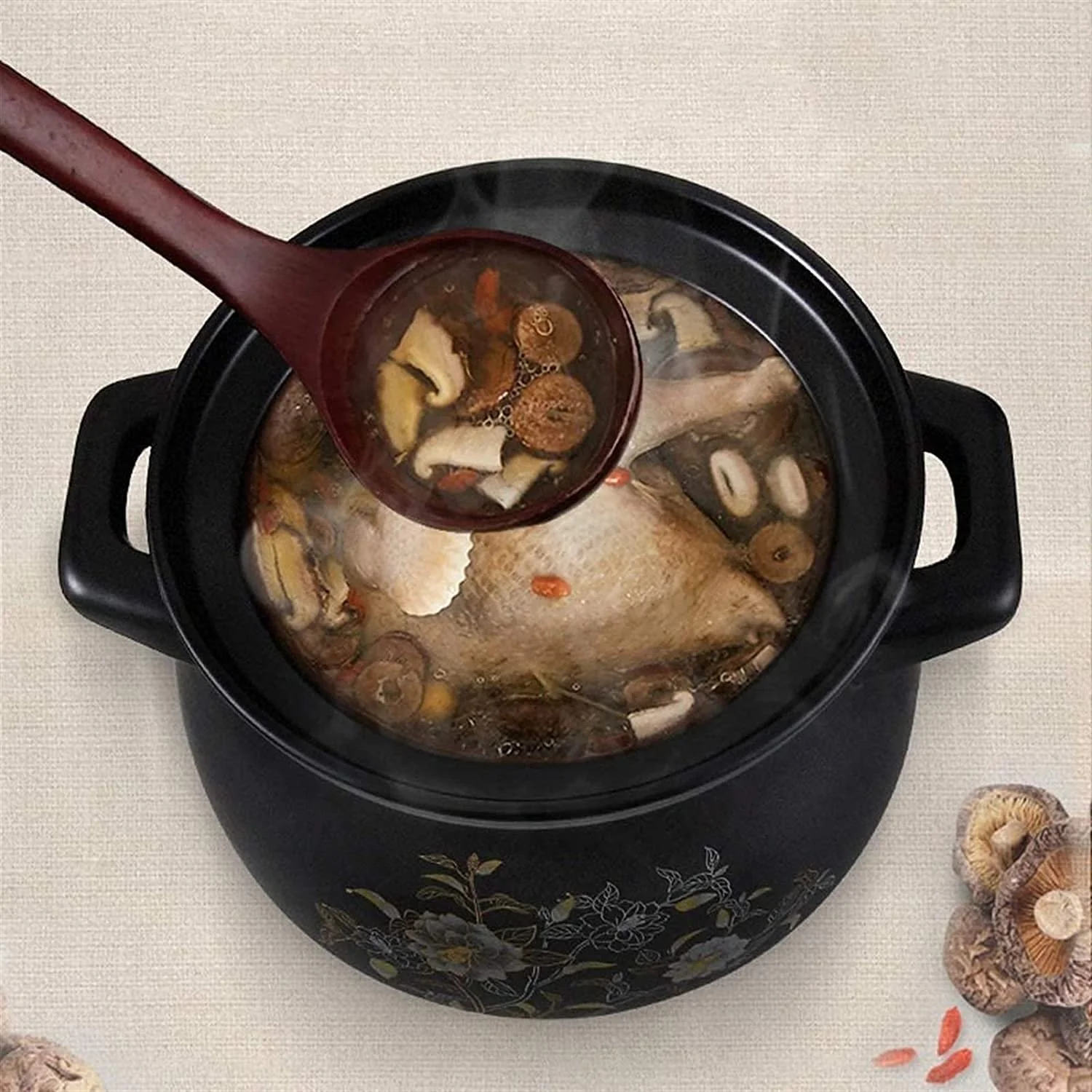 Кастрюля керамическая с крышкой термостойкая большой емкости для тушения, фото №2