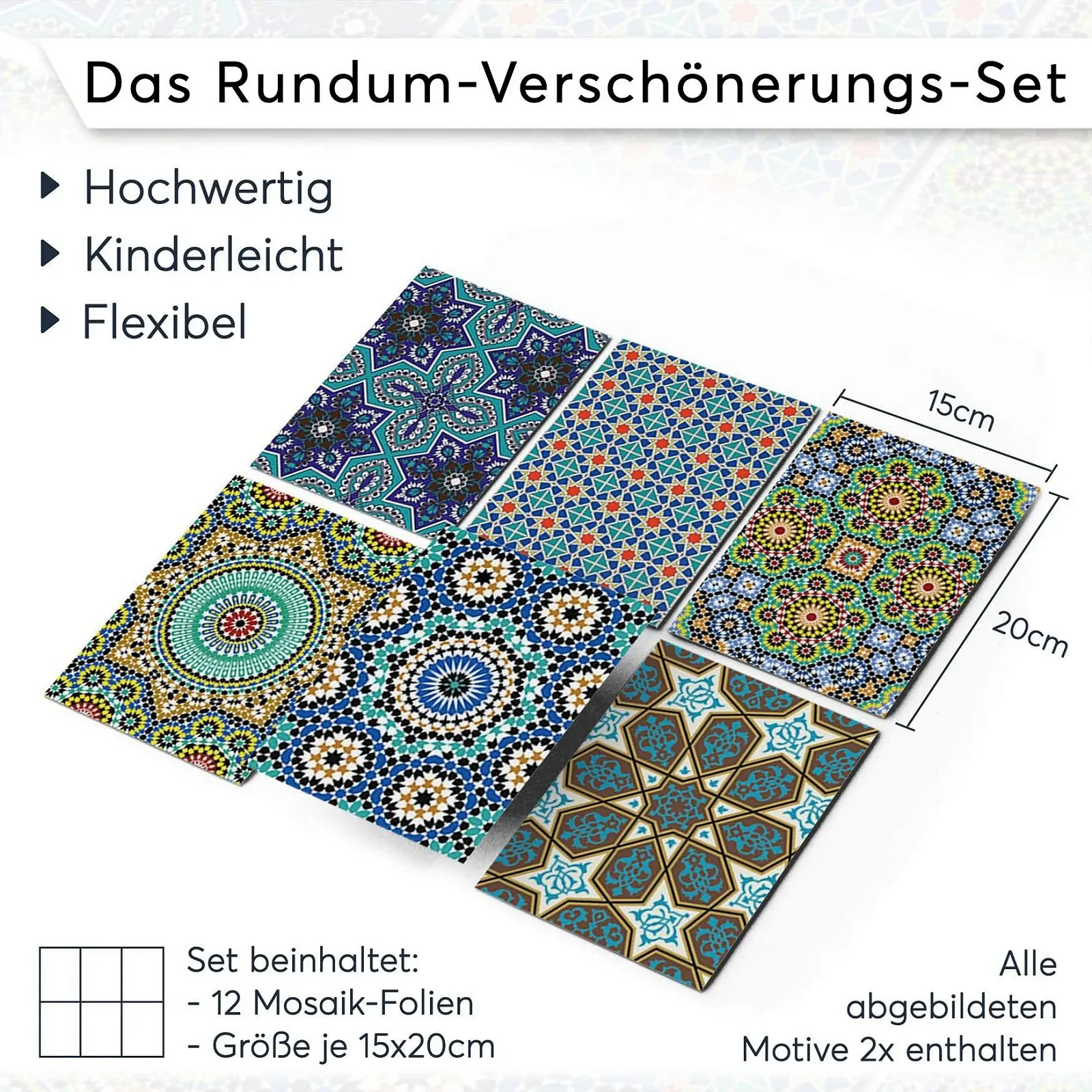 Наклейки для плитки CREATISTO 15 x 20 см 12 шт., фото №7