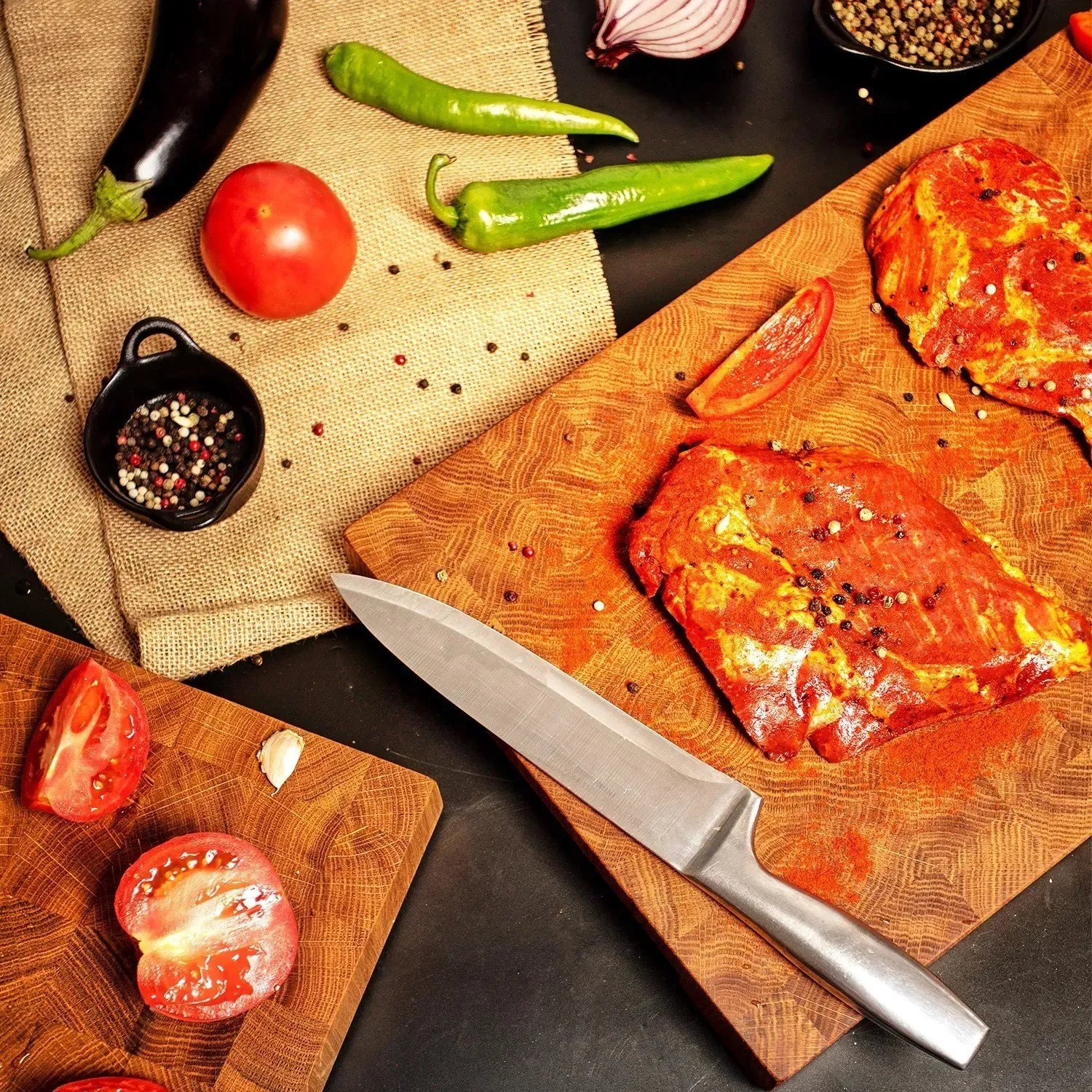 Торцевая разделочная кухонная доска, 50 x 30 x 4 см — крепкая и долговечная, фото №3