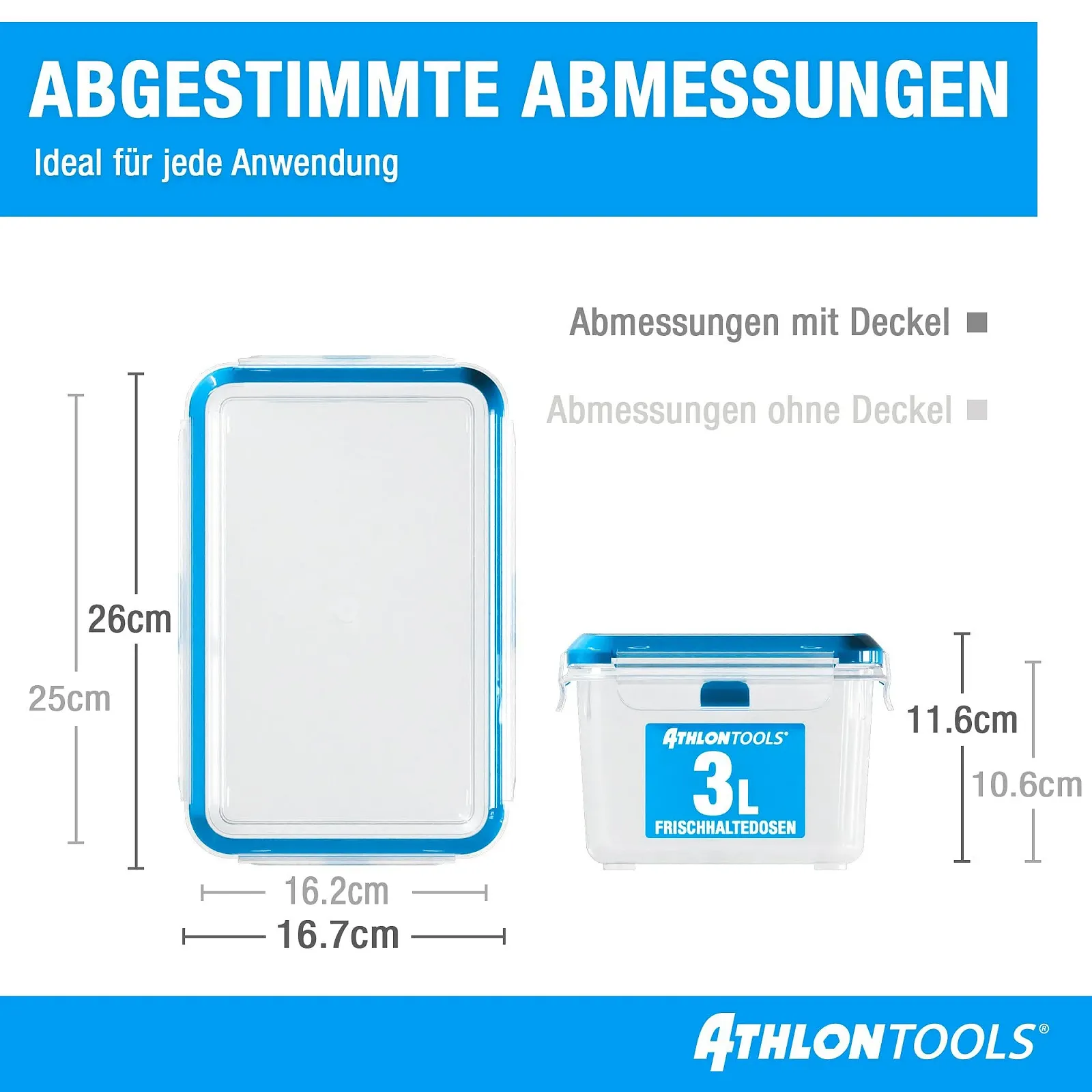Набор контейнеров для хранения еды ATHLON TOOLS 4 x 3 л герметичные, фото №2