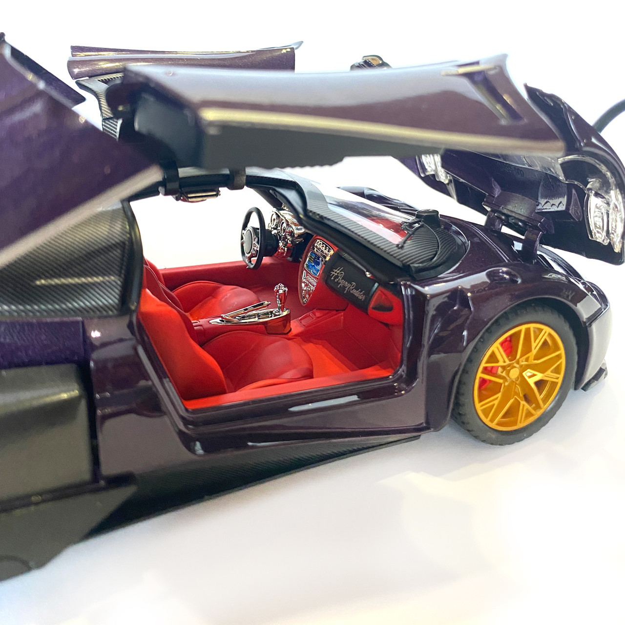 Машинка металлическая игрушечная Pagani huayra Roadster Авто Эксперт 1:24, фиолетовая свет звук инерция, фото №3