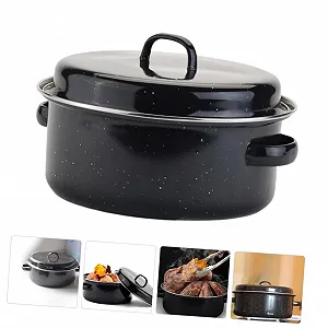 Кастрюля эмалированная с крышкой и двумя ручками, термостойкая synthetic.ua - Фото 1