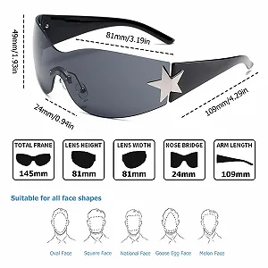 Сонцезахисні окуляри Y2k Без оправи Чорний, сірий, світло-коричневий, 3 шт. synthetic.ua - Фото 1