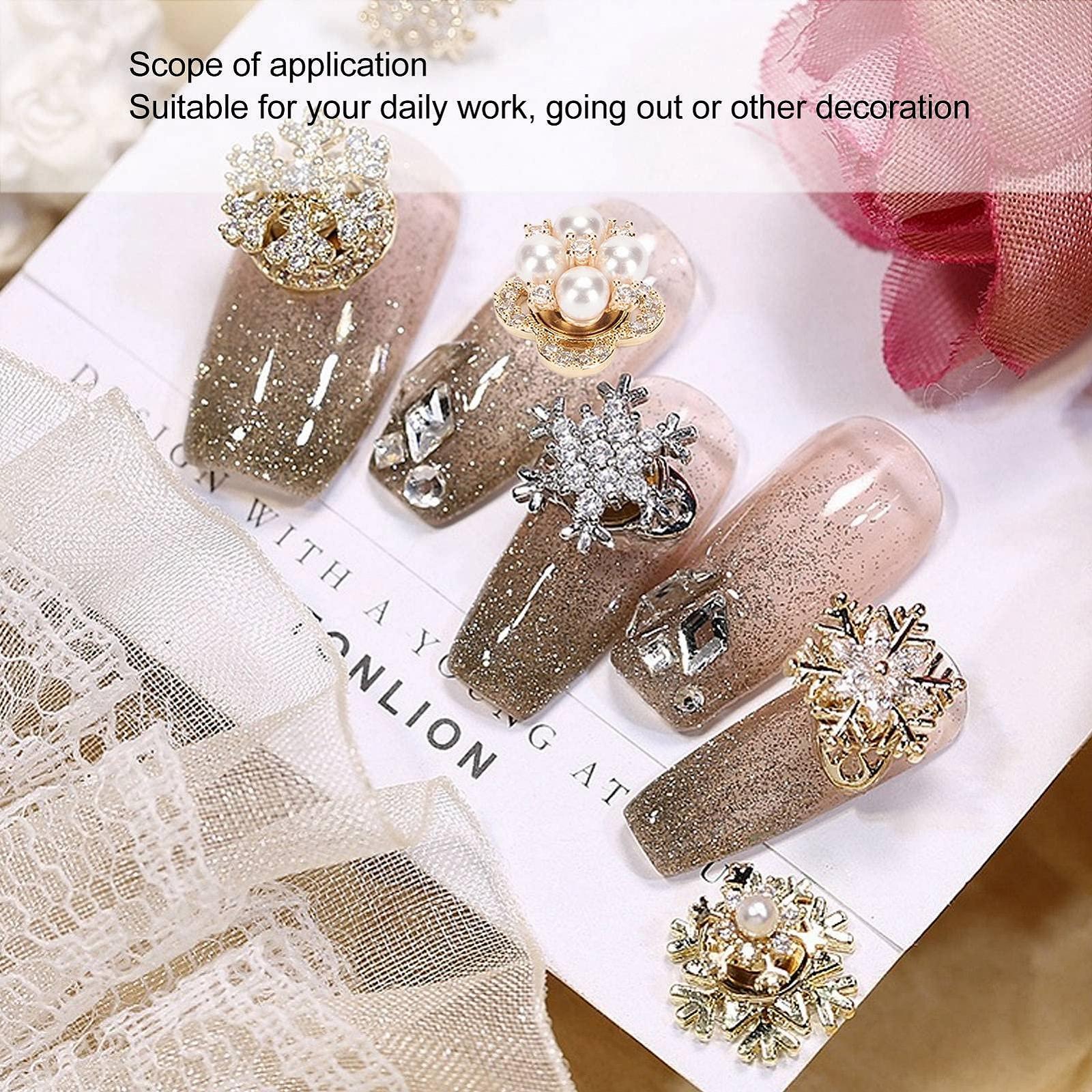 Сніжинки з намистинами (2 шт.) Прикраси для нігтів, фото №2