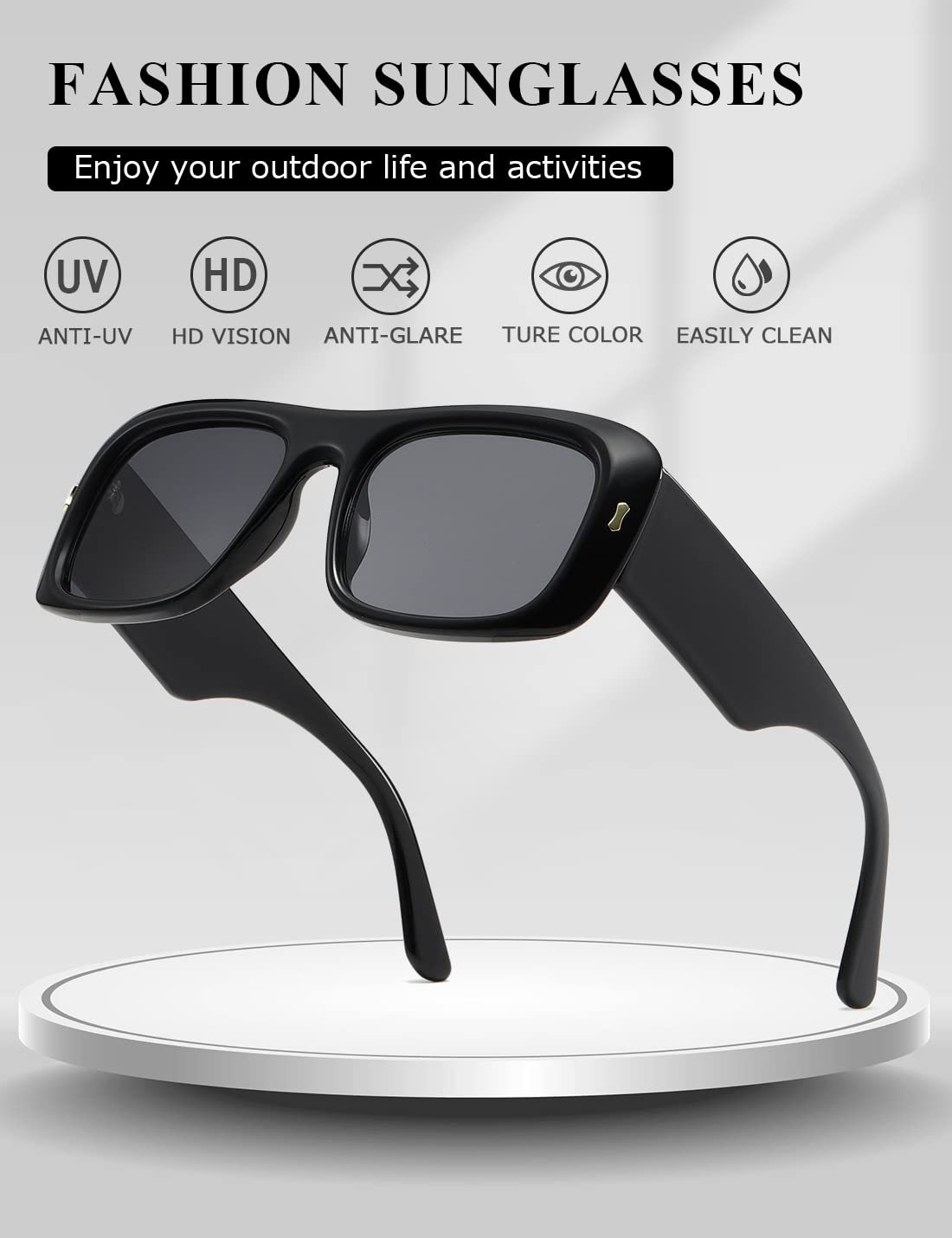 Сонцезахисні окуляри Kimorn для чоловіків та жінок, модні ретро 90-х, вінтажні Y2K, великі квадратні, фото №4