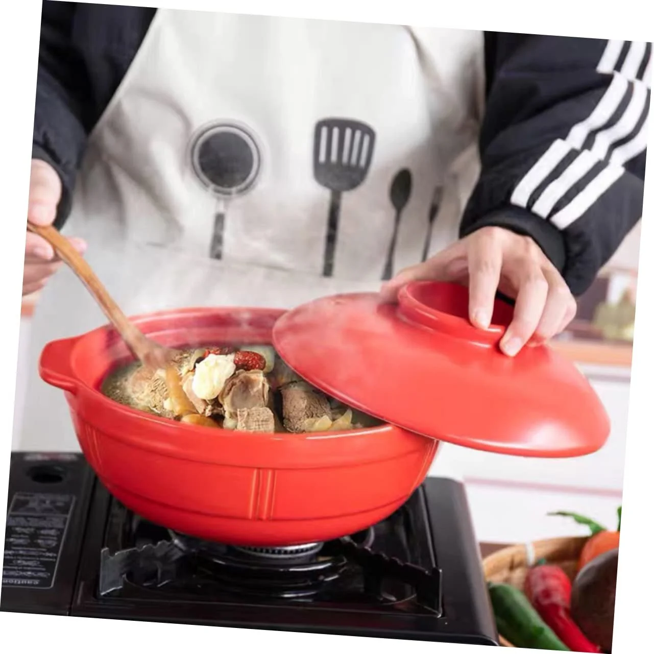 Термостойкий глиняный горшок для супов и блюд из риса, фото №5