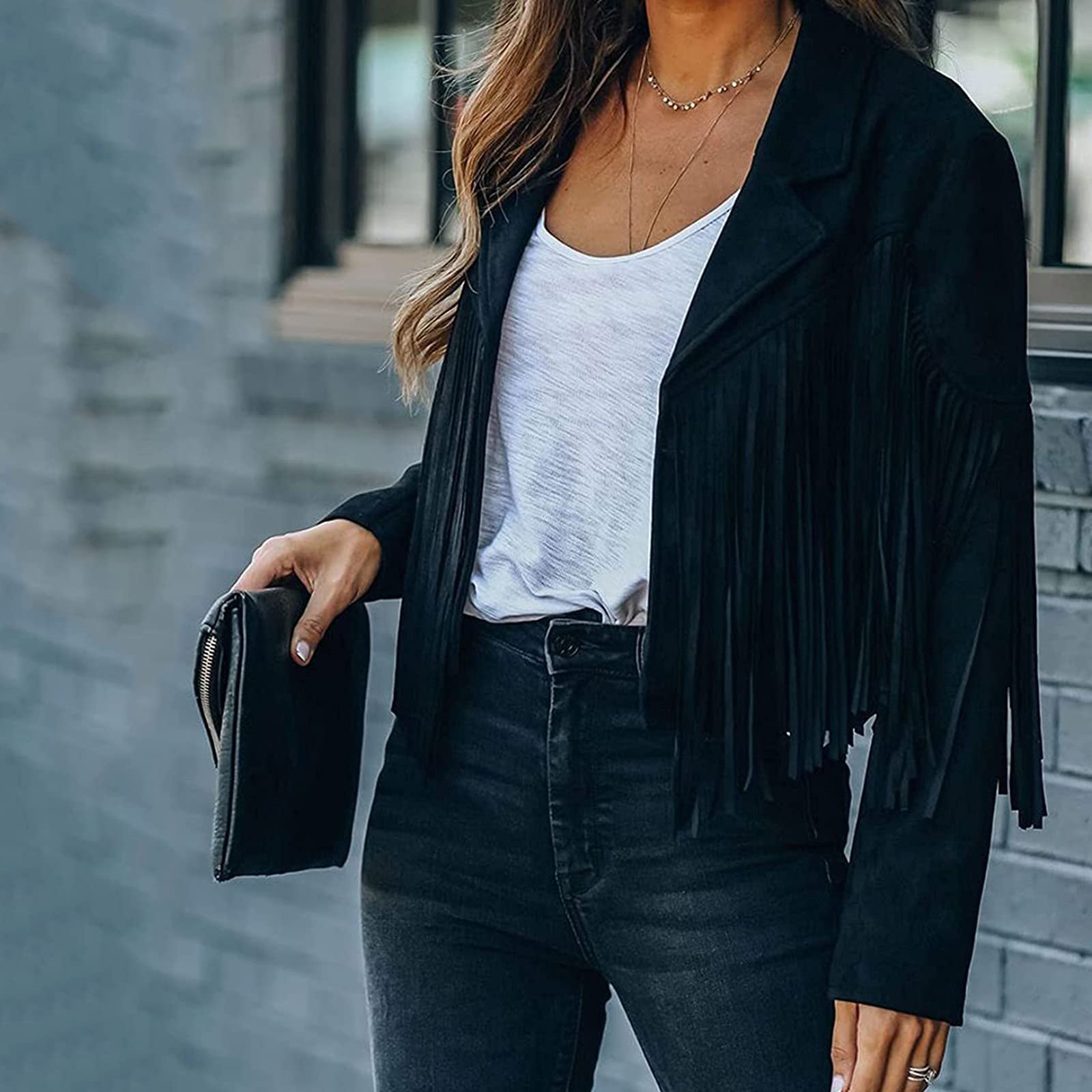 Коротка куртка з бахромою для жінок, фото №5 Коротка куртка з бахромою для жінок, фото №5