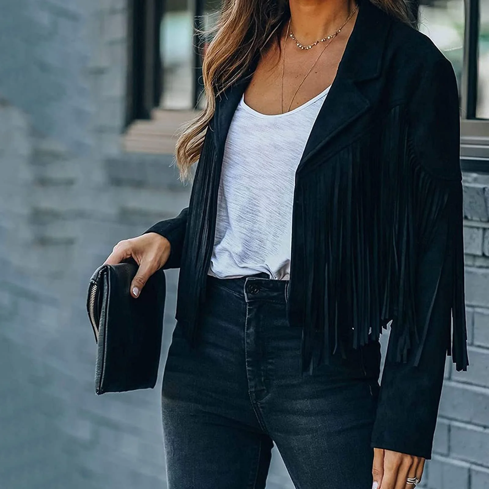 Коротка куртка з бахромою для жінок, фото №5 Коротка куртка з бахромою для жінок, фото №5