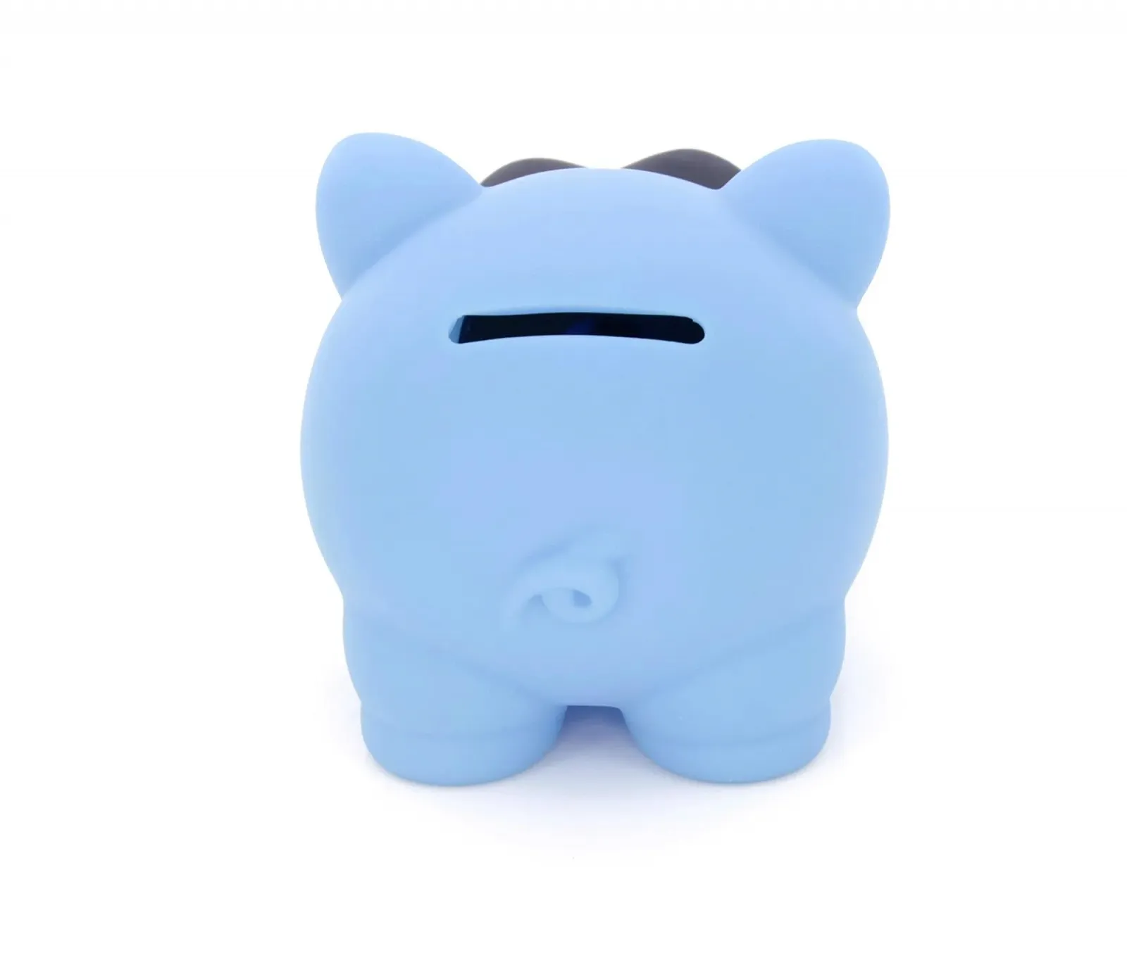 Копилка-свинья с мягким резиновым корпусом и пробкой 10x7.5x8 см Голубая, фото №5