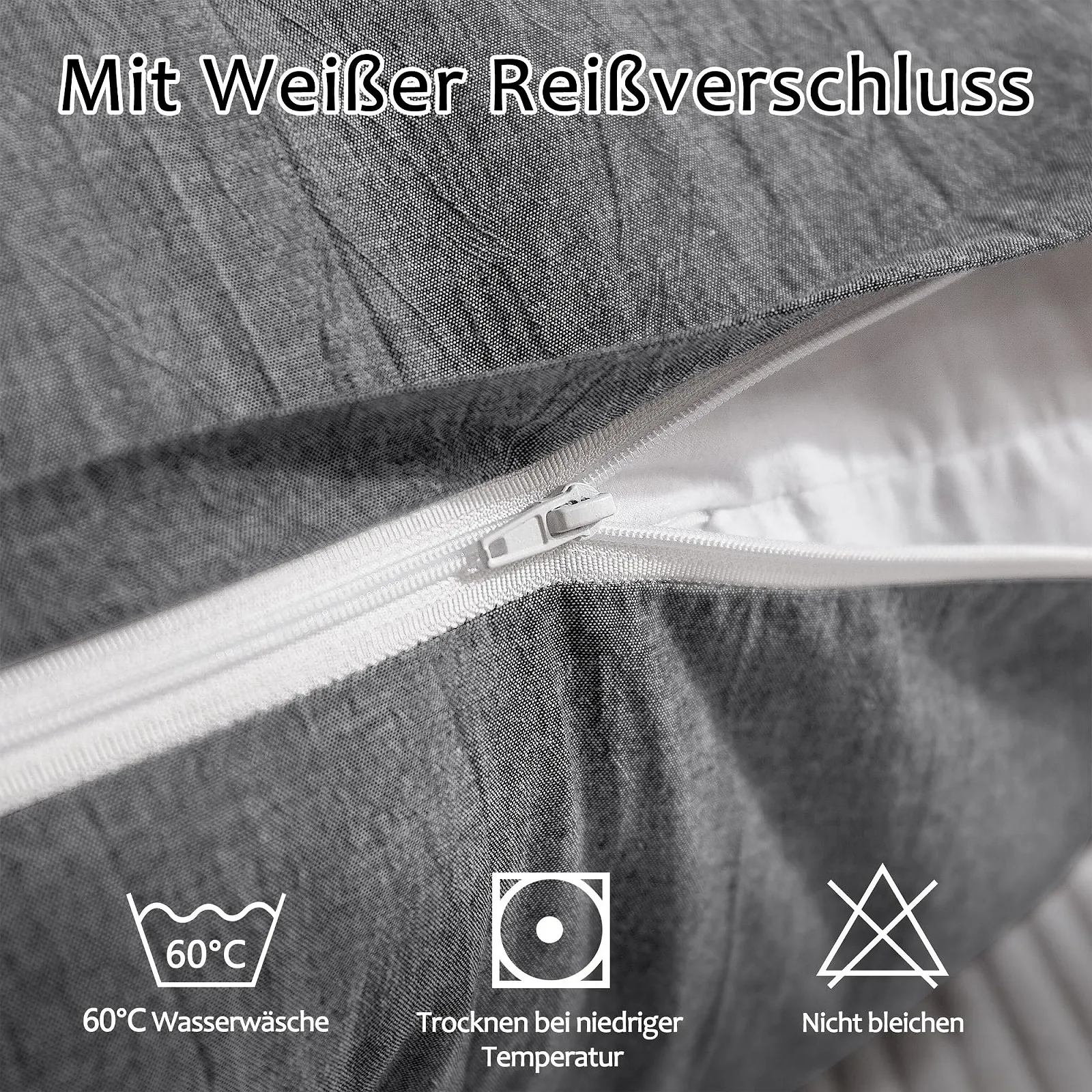 Наволочка TOCOMOA 40 x 40 см, набор 2 шт. Хлопок 100% Темно-серый, фото №4 Наволочка TOCOMOA 40 x 40 см, набор 2 шт. Хлопок 100% Темно-серый, фото №4