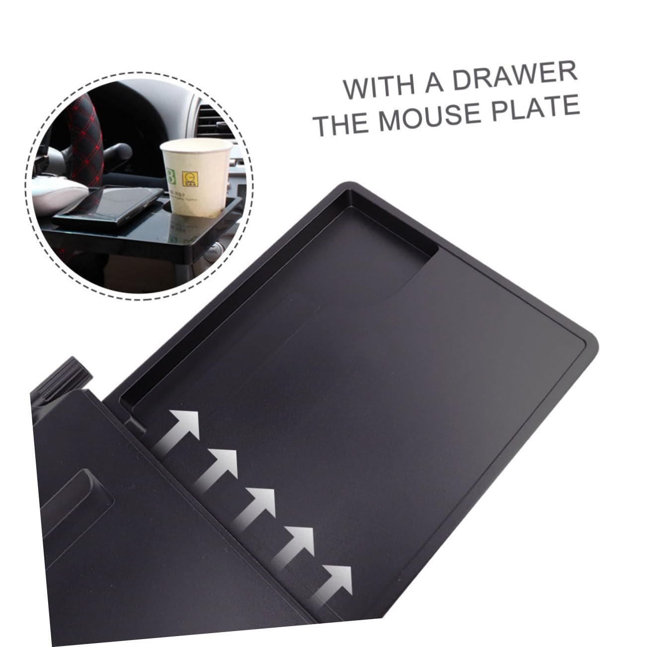 Автомобільний столик для комп'ютера iplusmile з шухлядою, підставкою для миші та тримачем для напоїв, фото №6