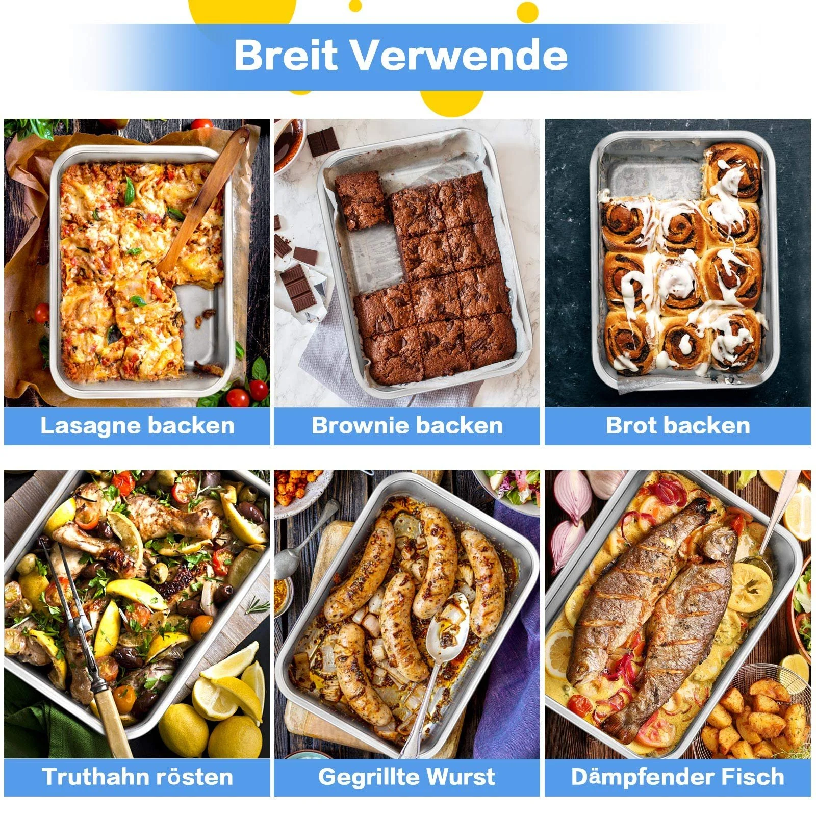 Форма для запекания Homikit нержавеющая сталь прямоугольная 32.5 x 25.5 x 8 см, фото №6