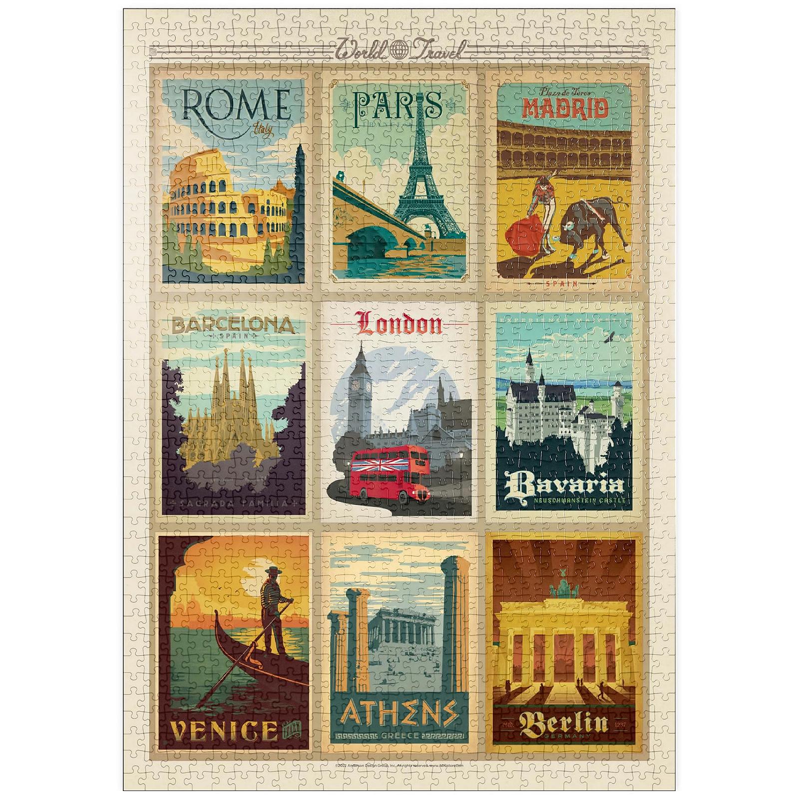 Пазл MyPuzzle Special Collection by Anderson Design Group Путешествие по Европе, коллаж, винтажный постер Премиум 1000 элементов, фото №1