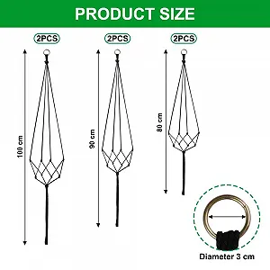 Підвісні кашпо макраме бавовняна мотузка 60/80/100 см 6 шт Чорний synthetic.ua - Фото 1