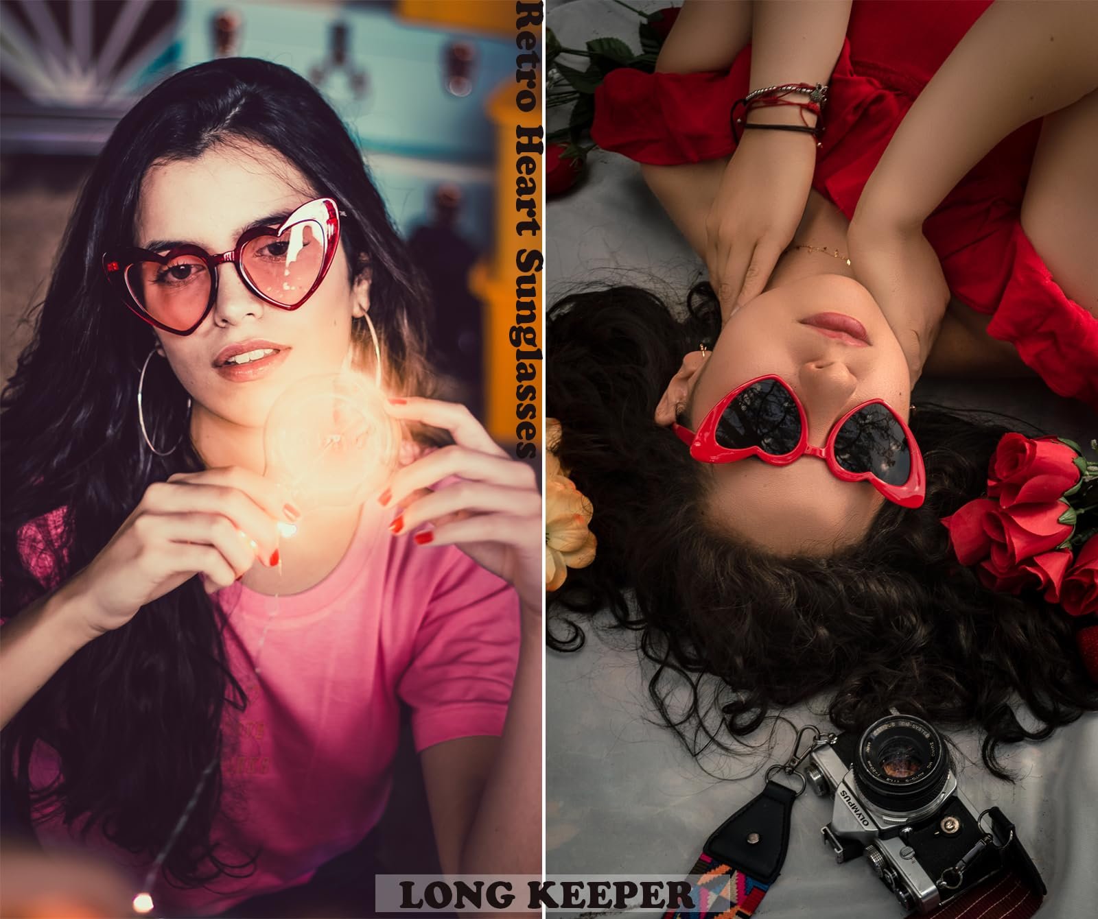 Сонцезахисні окуляри Ретро Серце Long Keeper Вінтажні жіночі у формі серця з захистом UV400, фото №6