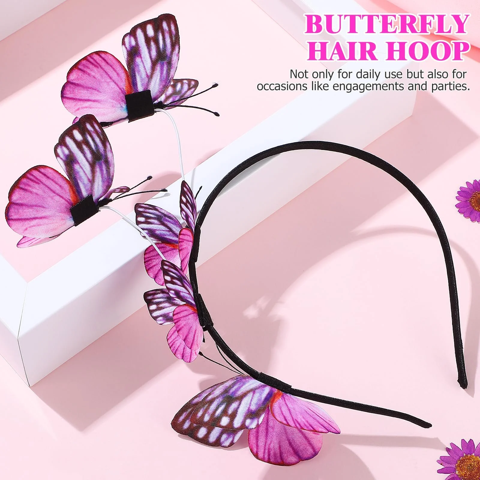 Обруч для волосся з метеликами FOMIYES для жінок, рожевий, фото №2 Обруч для волосся з метеликами FOMIYES для жінок, рожевий, фото №2