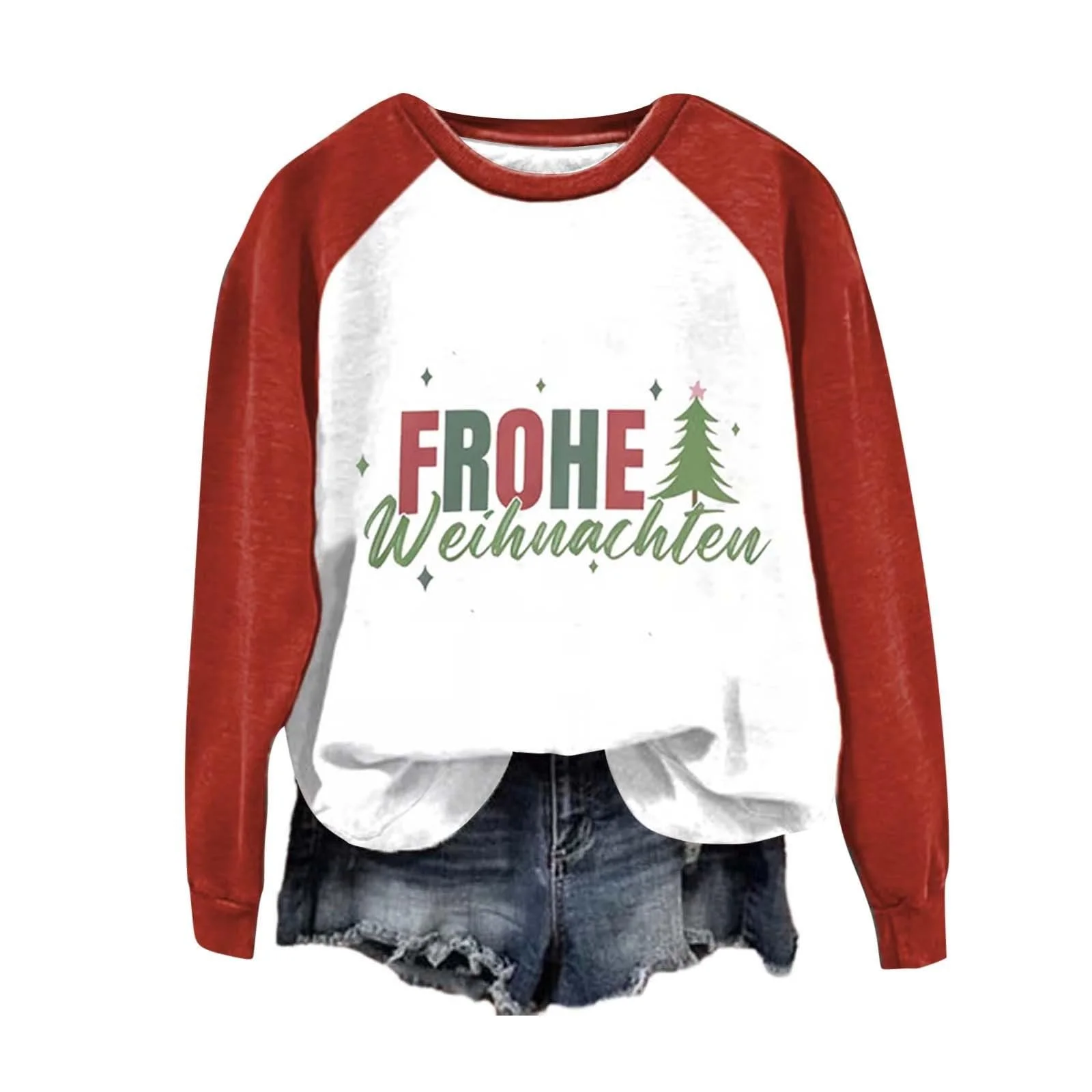 Женская Толстовка с Длинным Рукавом Плюс Размер Мягкая Рождественская Елка Буквенный Принт Повседневная Мода Свободная Худи с Открытыми Плечами на Шнуровке, фото №1