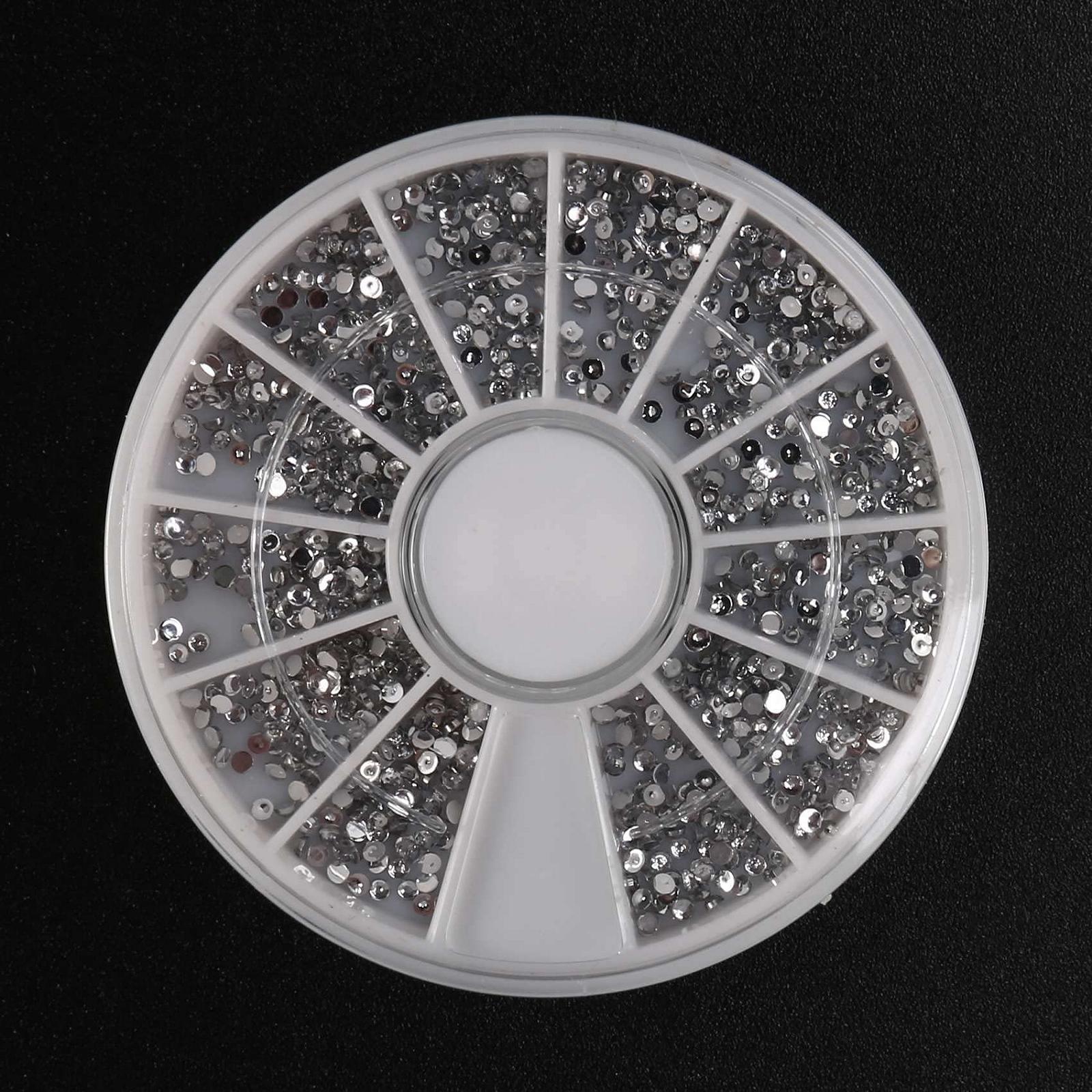 Стрази Срібні Кришталеві в Коробках для Манікюру Unas Art Блискітки 1.5мм Колесо, фото №3