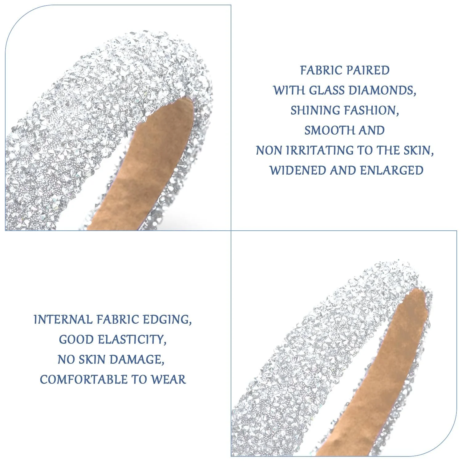 Набір обручів на голову з кристалами (2 шт.), фото №3