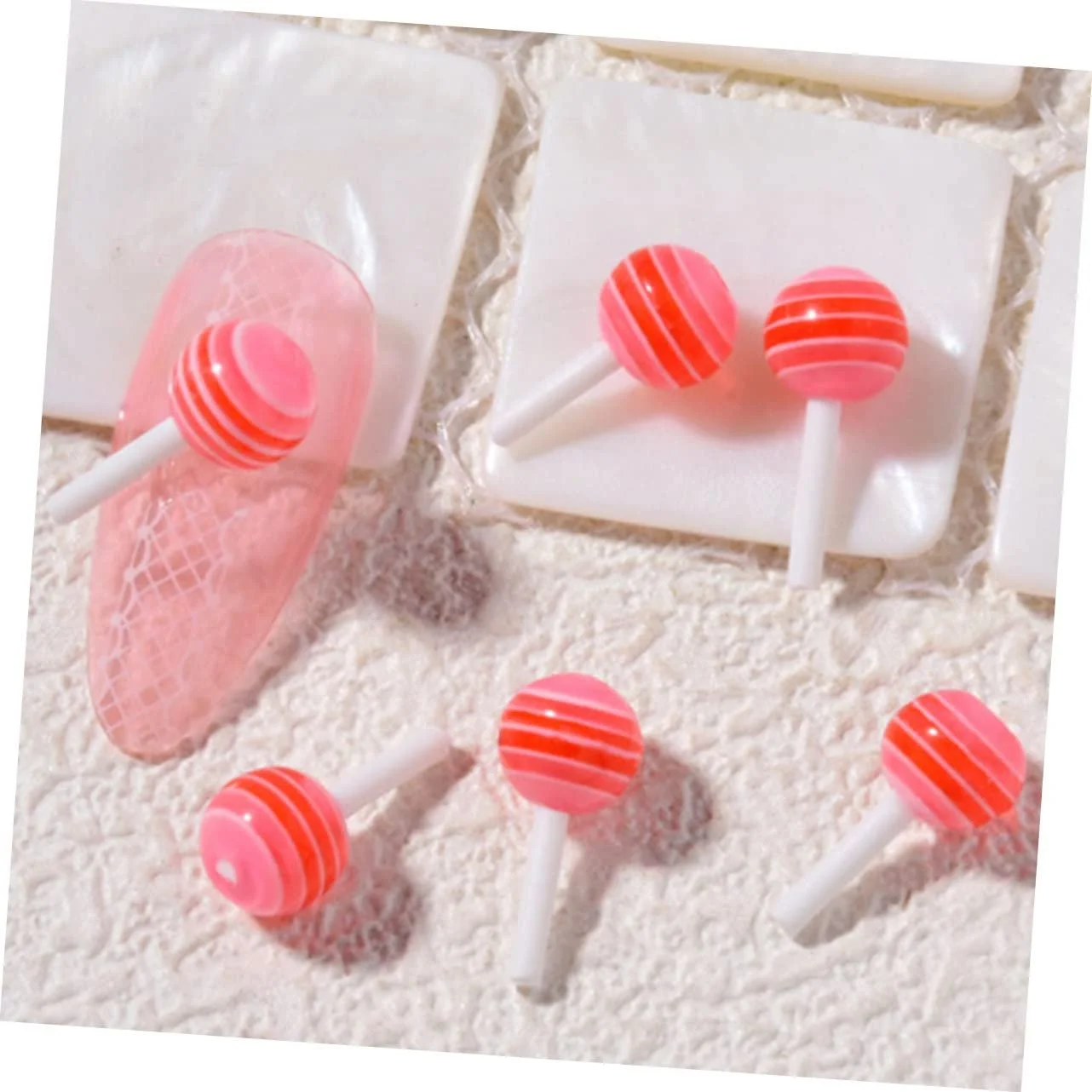 Подвеска для ногтей FRCOLOR 50 шт. Конфеты для ногтей Резиновые подвески для ногтей Плоские бусины для ногтей 3D Мультяшная смоляная кнопка, фото №8