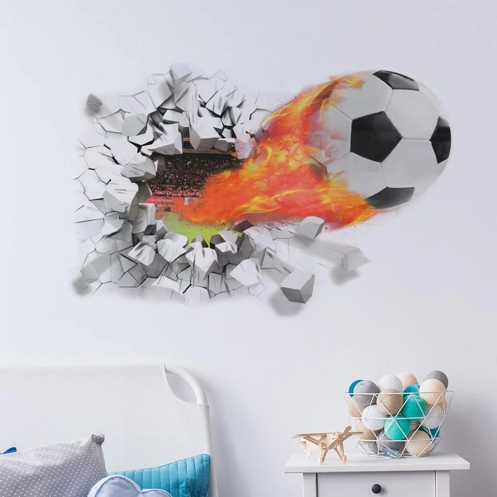 Наклейка на стіну YunBey 3D Football Breakthrough 50 x 70 см, фото №4