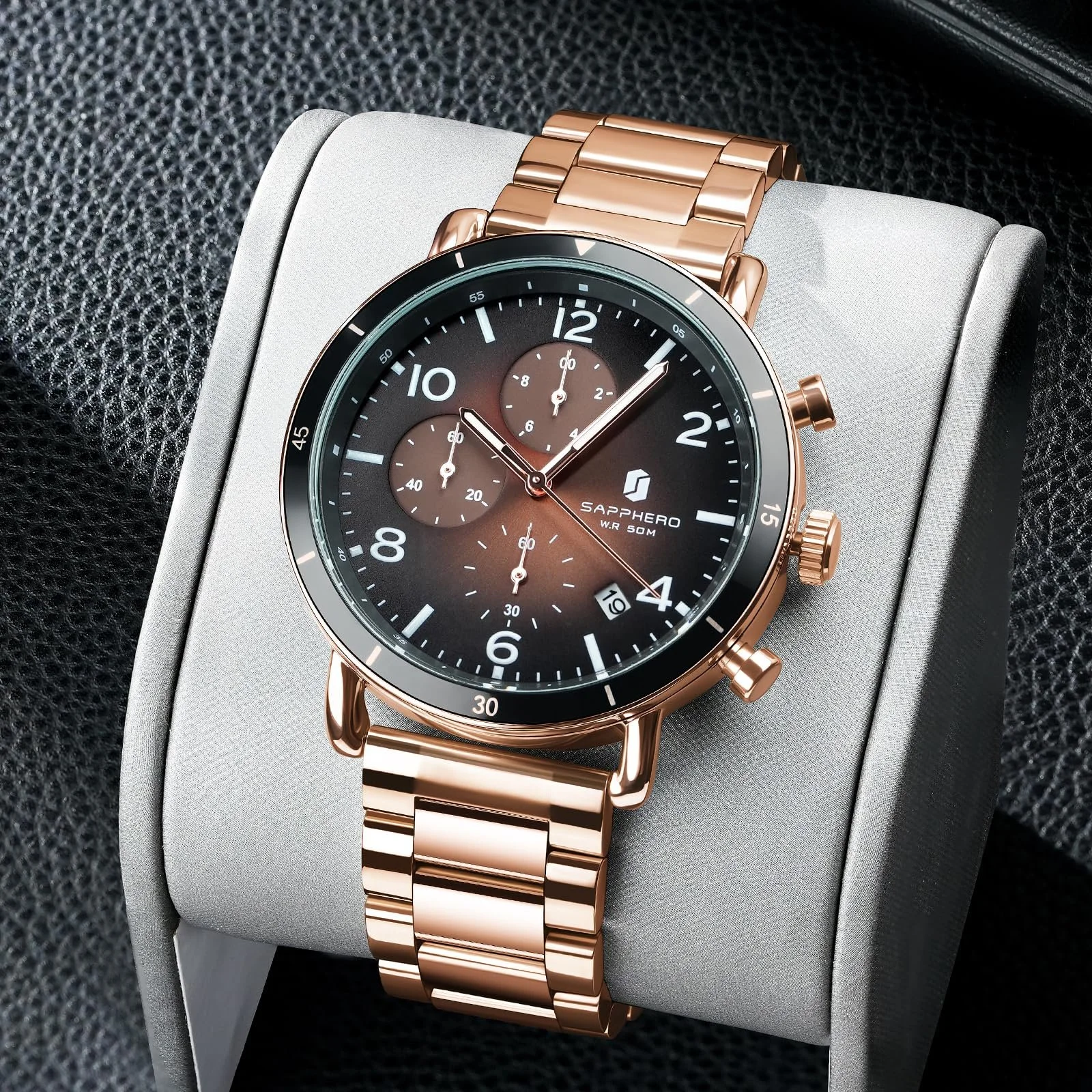 Часы SAPPHERO Мужской Хронограф Аналоговые Часы Кварцевые Дата Нержавеющая Сталь, фото №2 Часы SAPPHERO Мужской Хронограф Аналоговые Часы Кварцевые Дата Нержавеющая Сталь, фото №2
