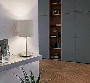 Настільна лампа EGLO Pasteri Сталь Тканина Матовий нікель Сіро-коричневий synthetic.ua - Фото 1