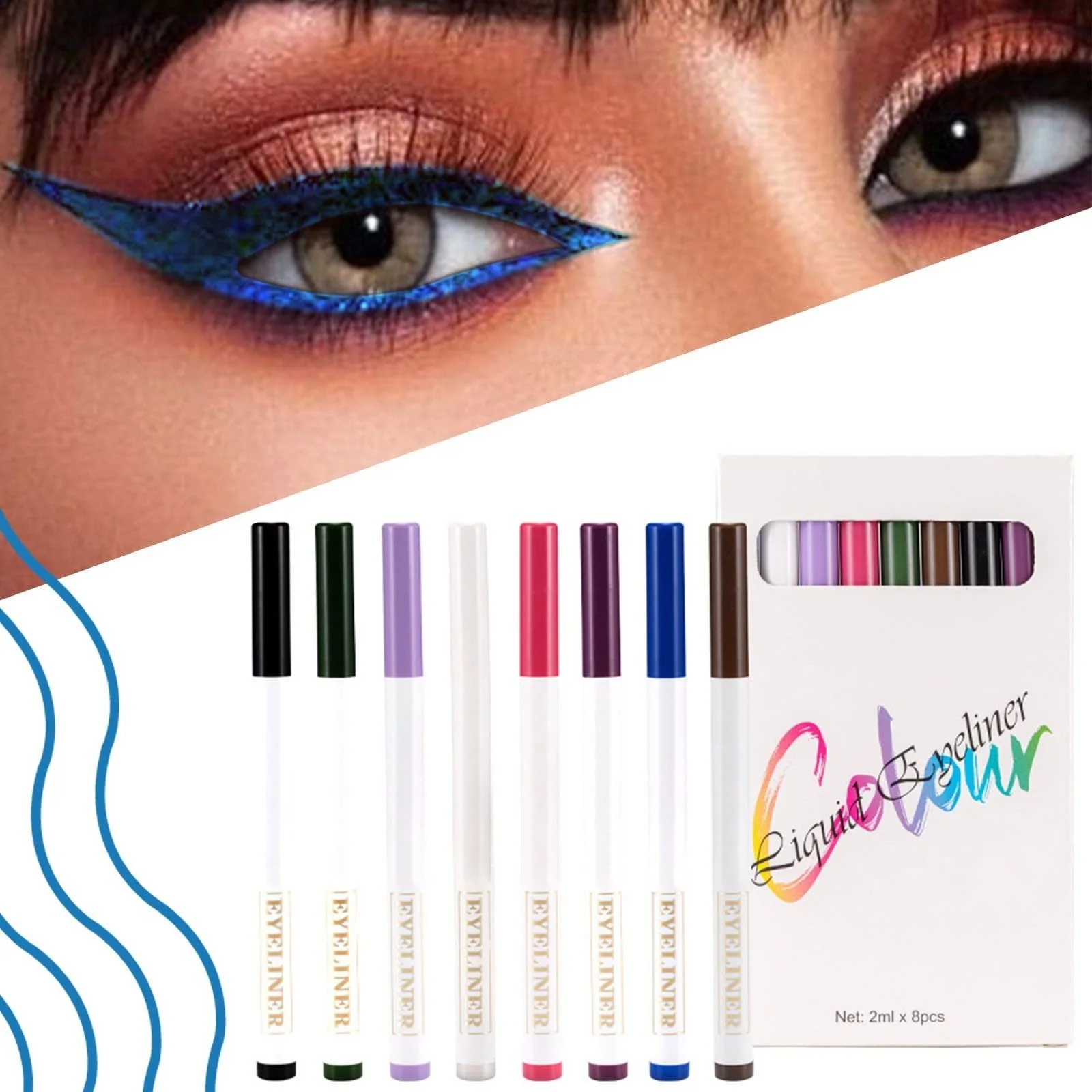 Набір підводок для очей 8 кольорів, швидковисихаючий, водостійка, довготривалий, 16 мл, фото №7 Набір підводок для очей 8 кольорів, швидковисихаючий, водостійка, довготривалий, 16 мл, фото №7