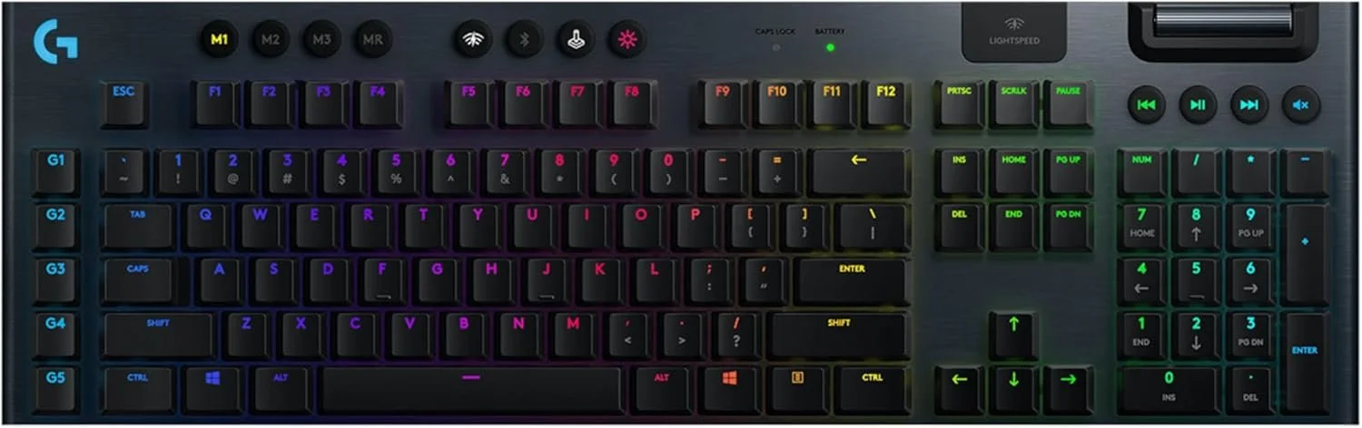 Ігрова бездротова клавіатура Logitech G915 Lightspeed / Механічна / USB / Bluetooth / Радіоканал / GL Tactile / RGB підсвітка / UKR / Carbon, фото №1 Ігрова бездротова клавіатура Logitech G915 Lightspeed / Механічна / USB / Bluetooth / Радіоканал / GL Tactile / RGB підсвітка / UKR / Carbon, фото №1