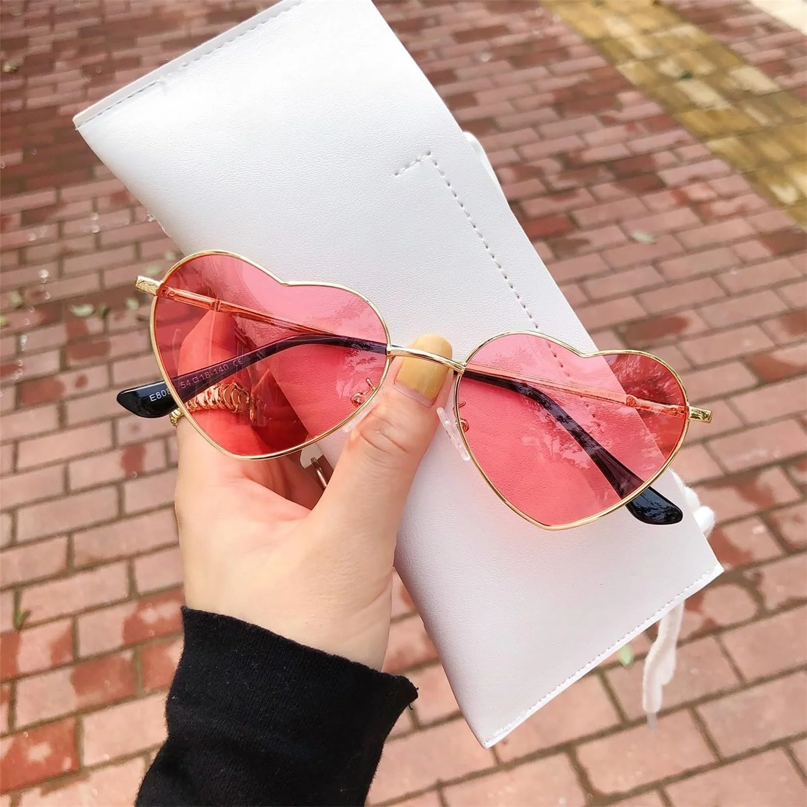 Сонцезахисні окуляри у формі серця Метал Мода Кольорові з пір'ястими ніжками та поляризацією AMQ144, фото №3