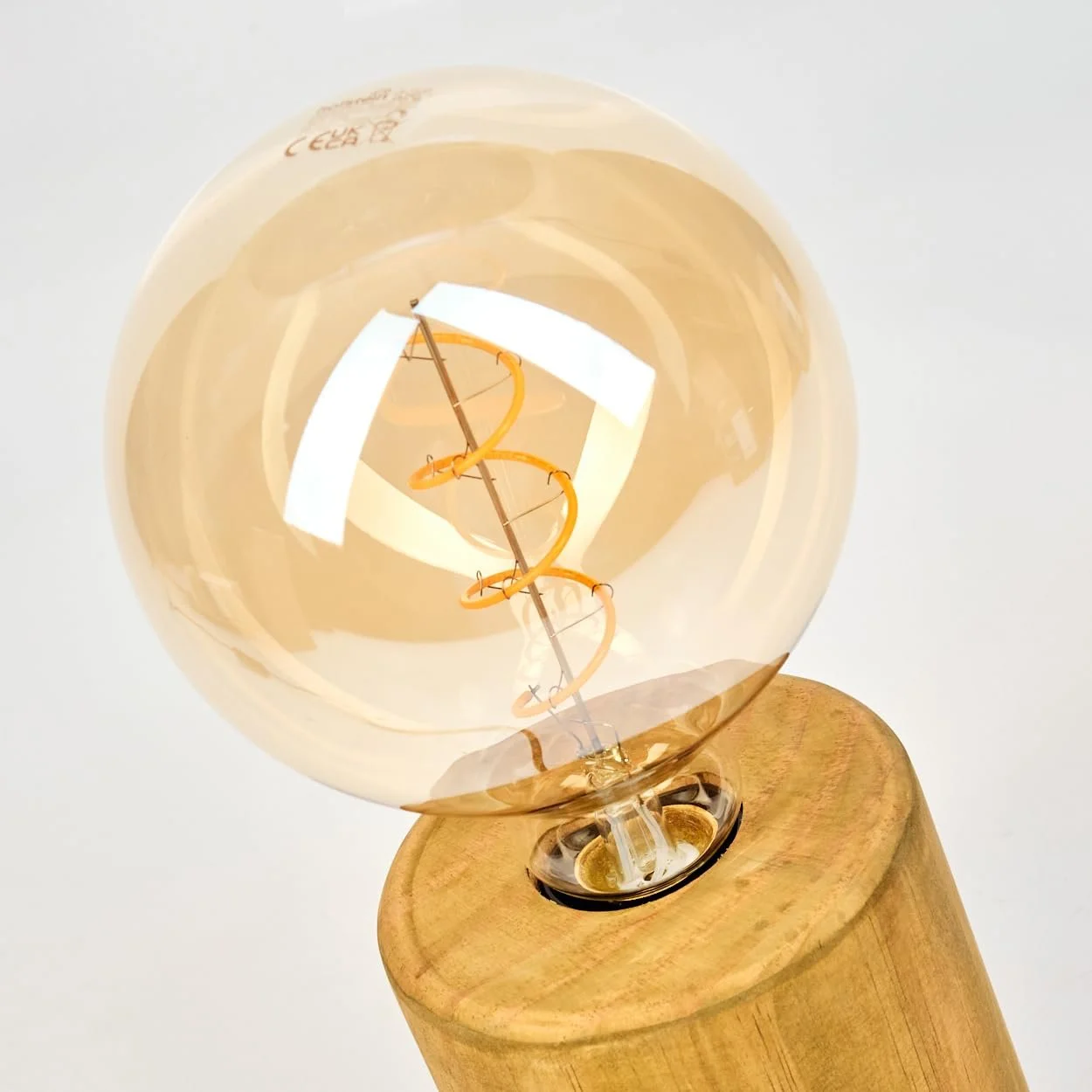 Настільна лампа HOFSTEIN Argea дерев'яна скандинавський/бохо дизайн з вимикачем на кабелі E27 10 см натуральний колір, фото №4