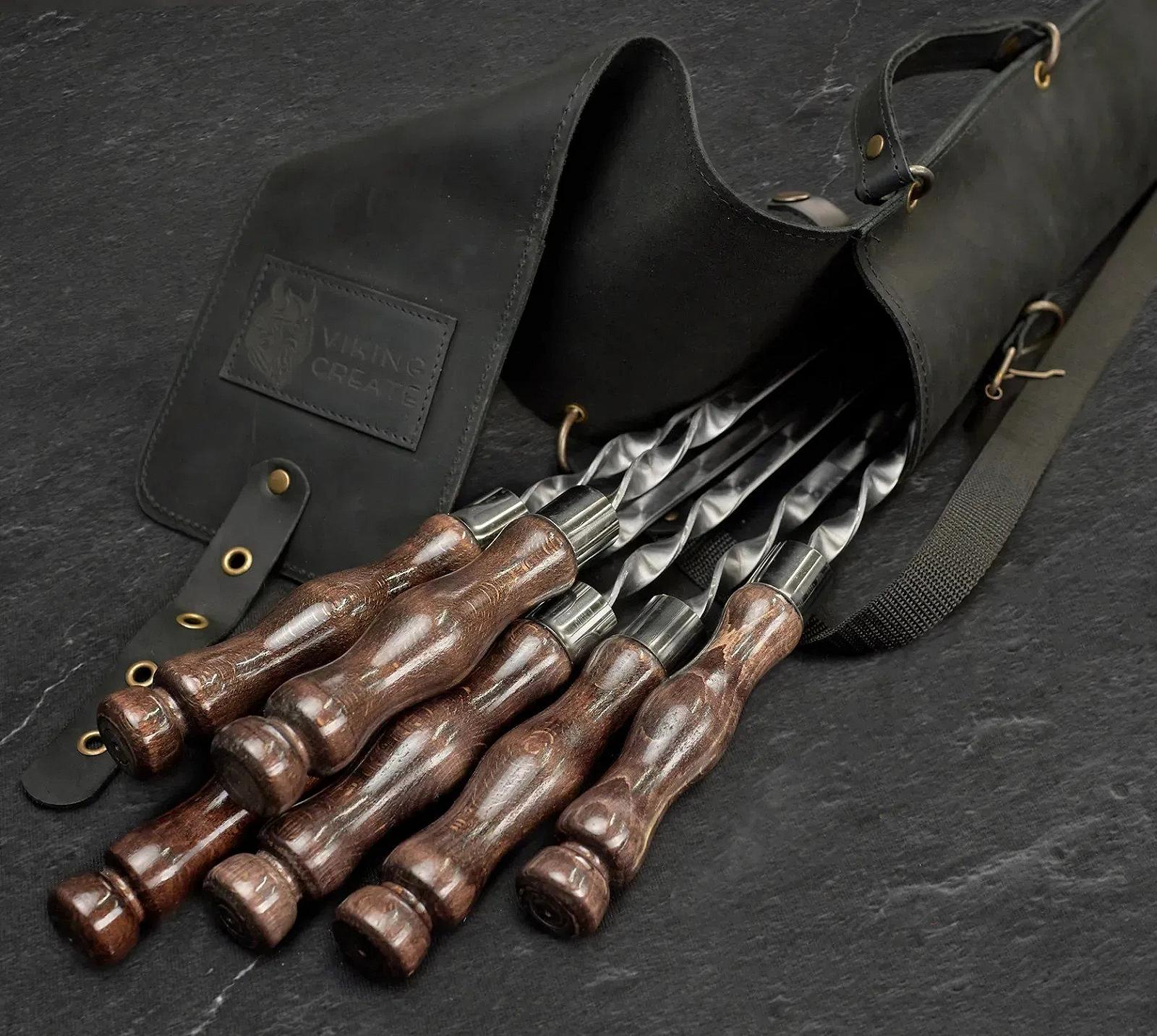 Набор шампуров "Асгард Lite" в кожаном кейсе 6 предметов, фото №3