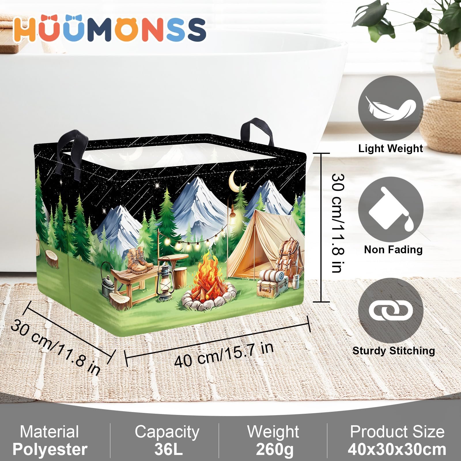 Корзина HUUMONSS для игрушек для кемпинга ночью Складная для мальчиков девочек 36л, фото №6
