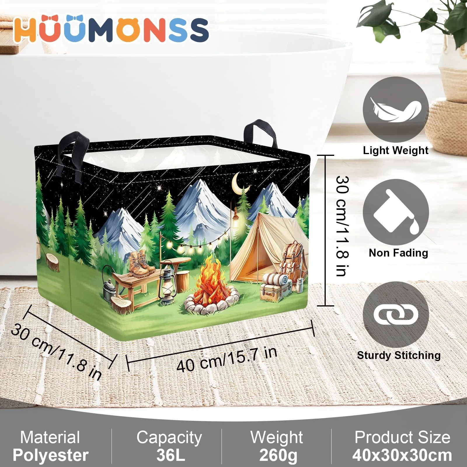 Корзина HUUMONSS для игрушек для кемпинга ночью Складная для мальчиков девочек 36л, фото №6 Корзина HUUMONSS для игрушек для кемпинга ночью Складная для мальчиков девочек 36л, фото №6