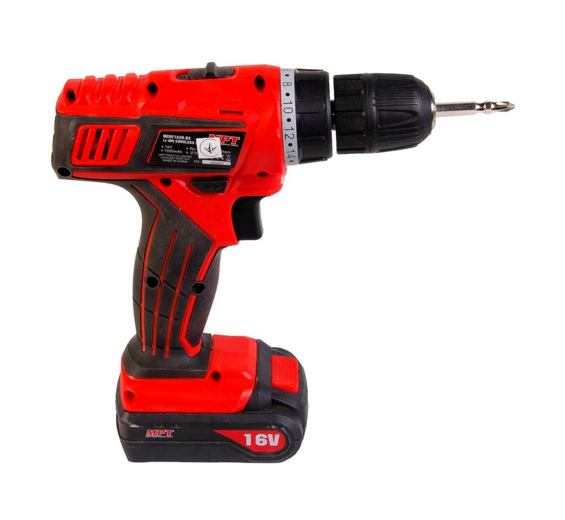 Дриль-шуруповерт акумуляторна MPT 16 В Li-ion 1.5 Аг 2 швидкості 0-400/1450 об/хв 10 мм АКБ кейс MCDT1626.B2, фото №3