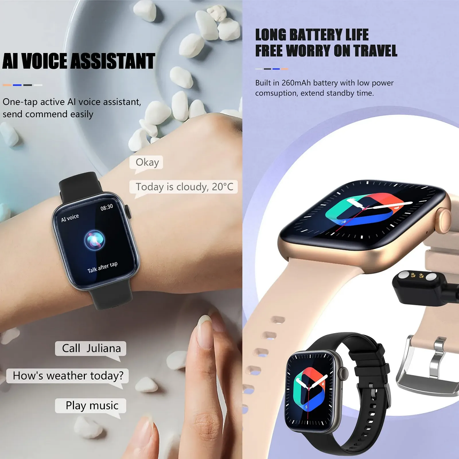 Смарт-годинник Жіночий 1,8 Inch HD Сенсорний екран Монітор серцевого ритму 123 Спортивні режими, фото №4