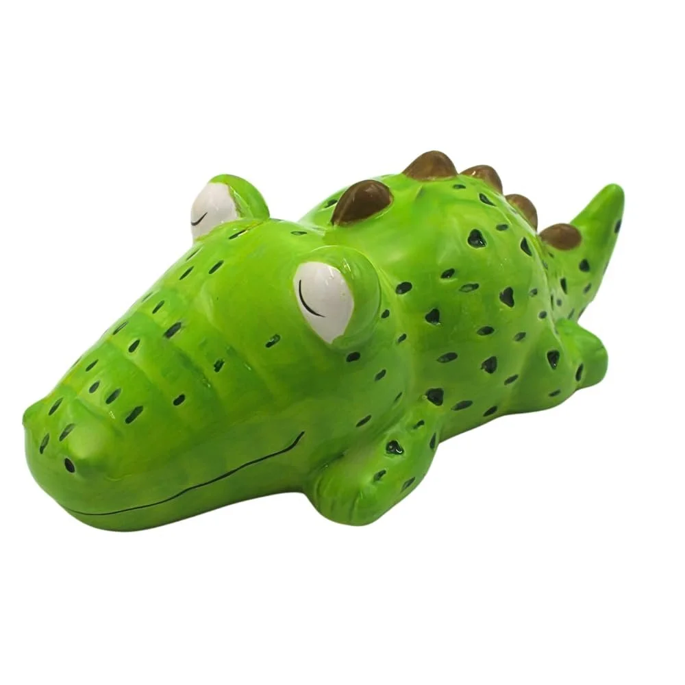 Скарбничка Dekohelden24 Crocodile керамічна 22 x 11 x 8 см Зелена, фото №1