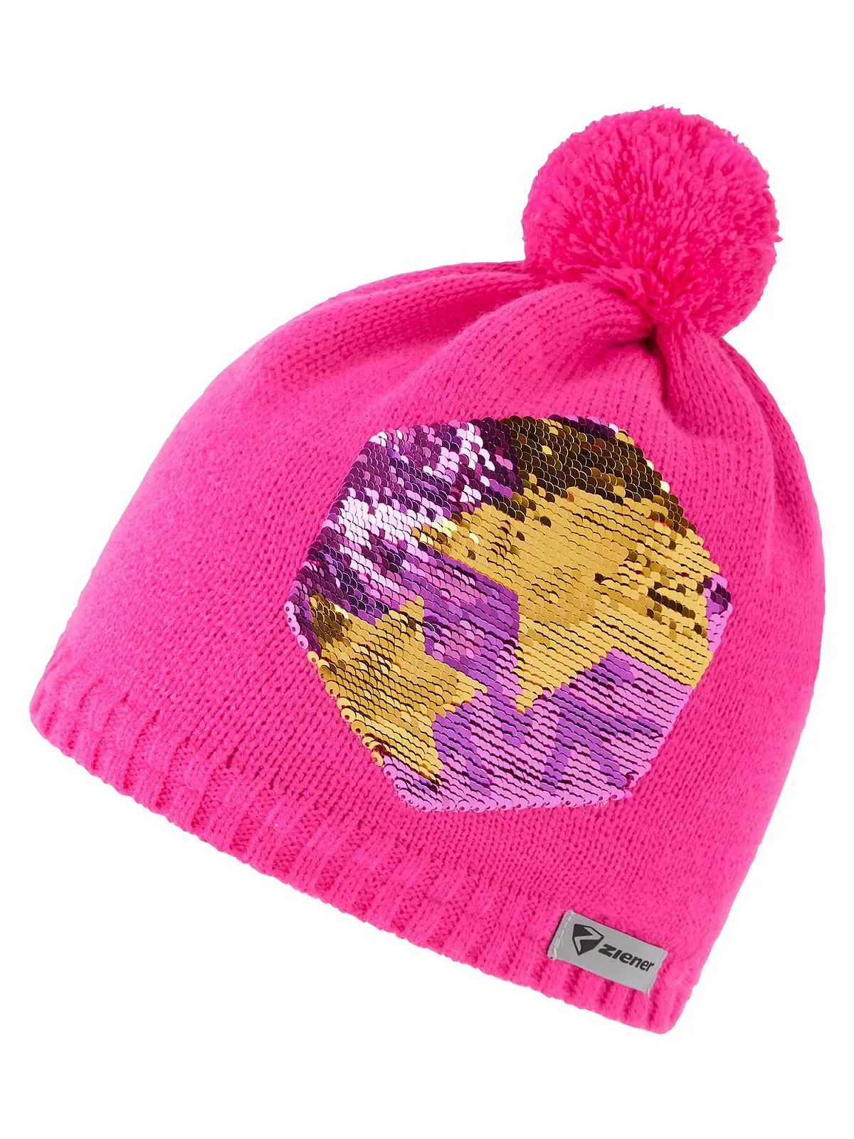 Шапка з помпоном Ziener Iago для дітей, флісова підкладка, блискітки, світловідбиваюча, фото №2 Шапка з помпоном Ziener Iago для дітей, флісова підкладка, блискітки, світловідбиваюча, фото №2