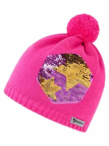 Шапка з помпоном Ziener Iago для дітей, флісова підкладка, блискітки, світловідбиваюча synthetic.ua - Фото 1