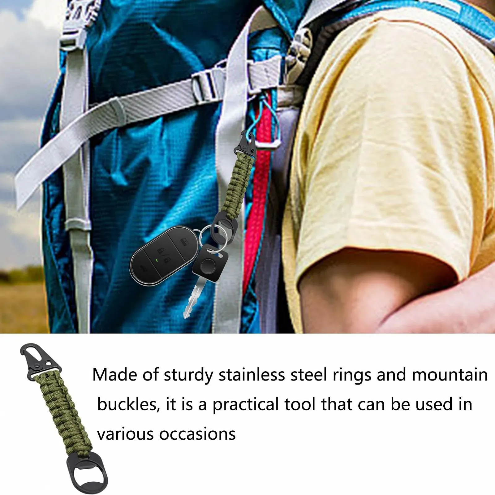 Брелок Paracord з карабіном та відкривачкою для пляшок, фото №2